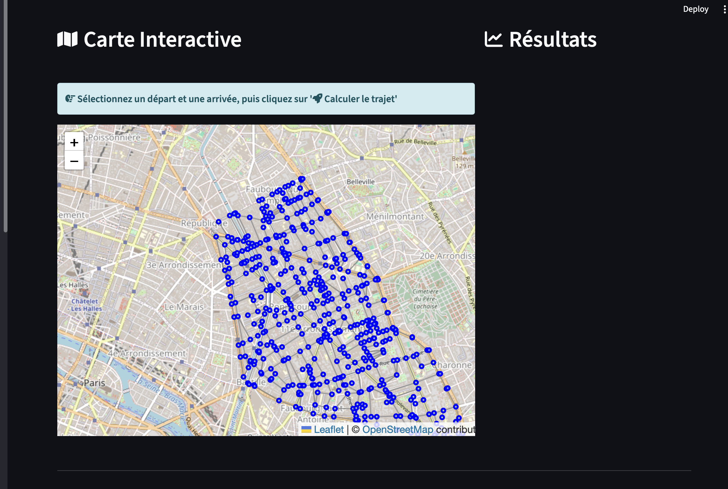 Accueil de l'application